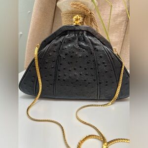 Ashreil Vintage Black Clutch/Shoulder Bag Clasp mid-centur Missing Crystals